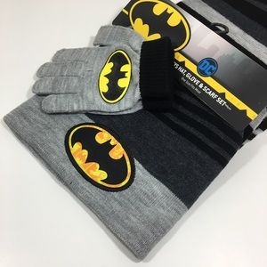 3 Pc Batman Set Scarf Beanie Gloves